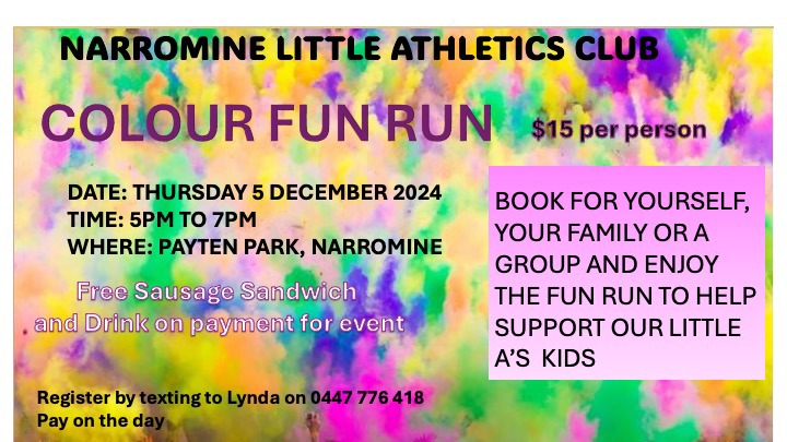 Narromine Little Athletics Club Colour Run